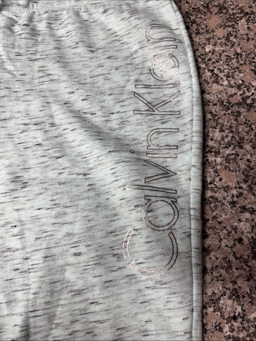 Calvin Klein Heather Mint Jogger Pants with Lavender Drawstring